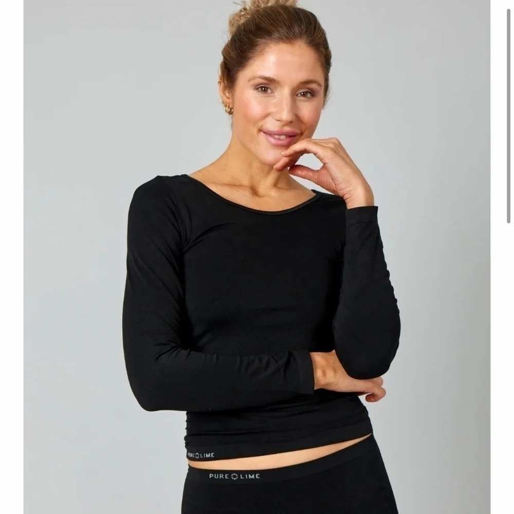 Pure Lime Womens Black Seamless Long Sleeve Athletic Top XS Slim Fit Base